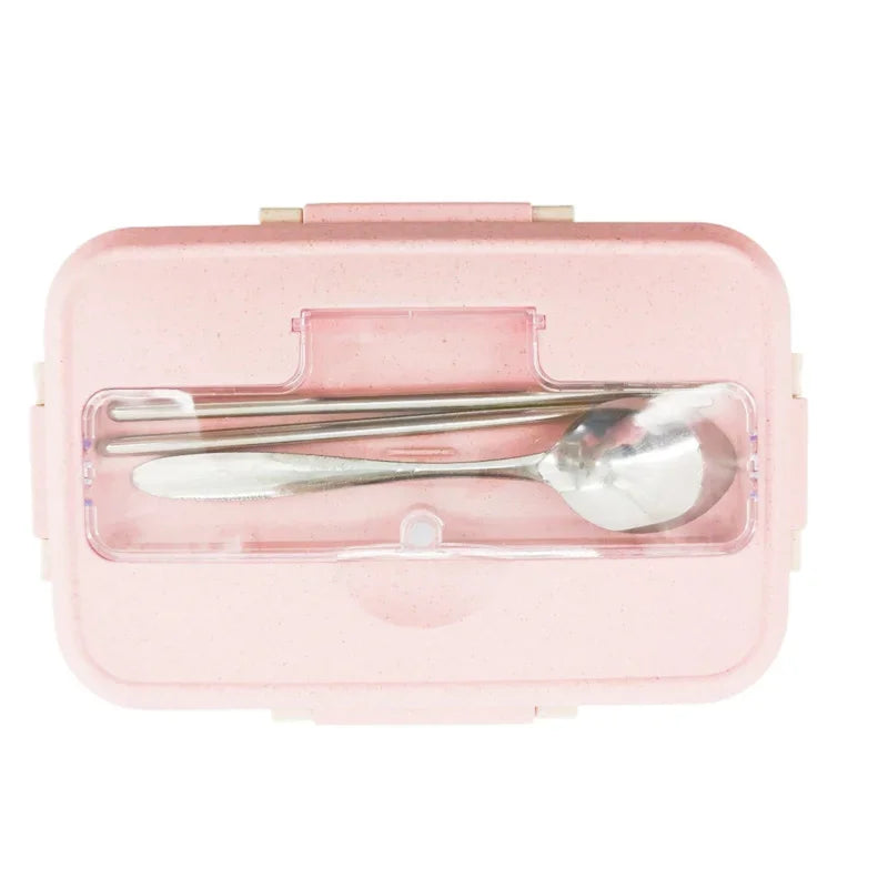 Microwave Lunch Box Wheat Straw Dinnerware Food Storage Container Children Kids School Office Portable Bento Box Lunch Bag
