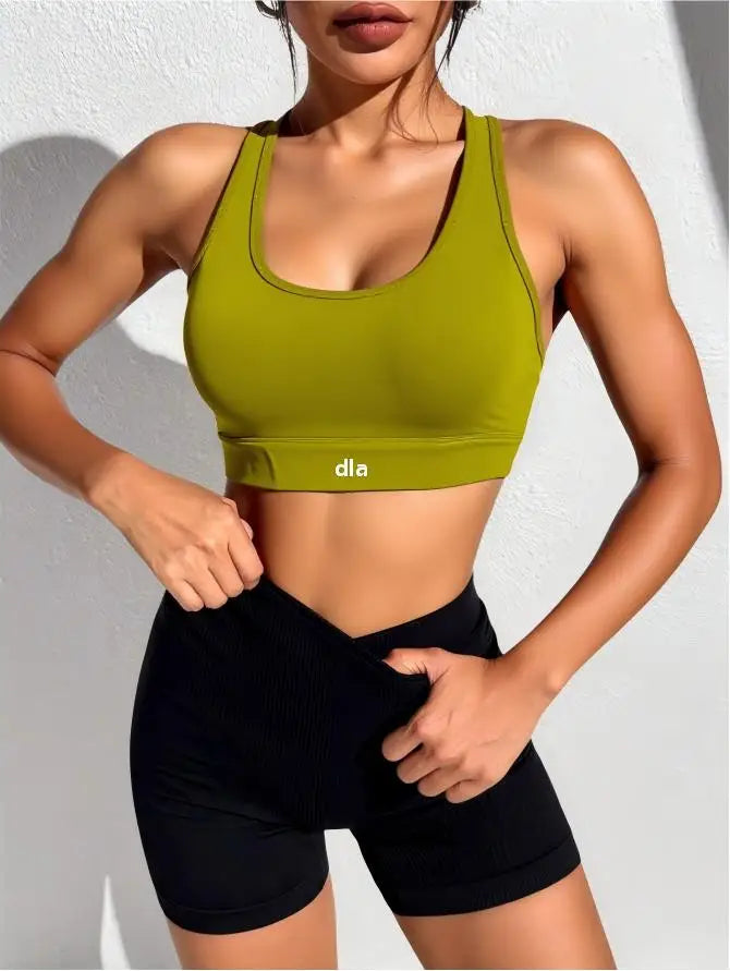 2026 Women's Sports Bra, One-Piece Fixed Shock-Absorbing Fitness Top for Running, Yoga, and Workout with Back Support