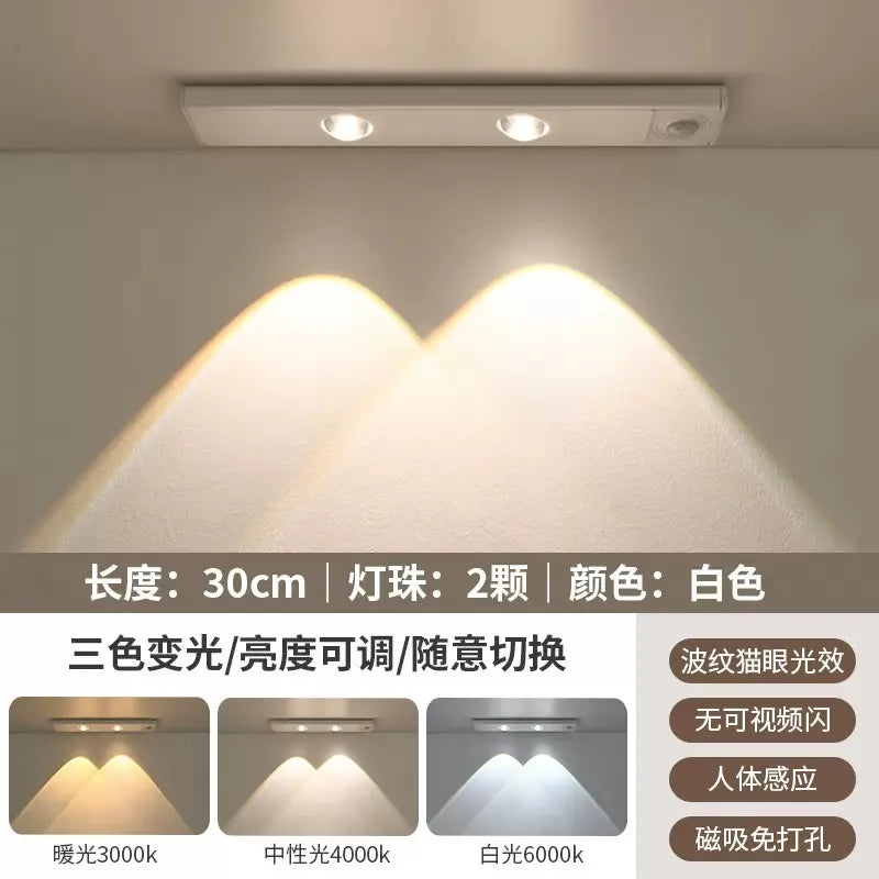 LED Motion Sensor Wireless Ultra Thin Night Light USB LED Wine Cooler Light For Kitchen Cabinet Bedroom Wardrobe Indoor Lighting
