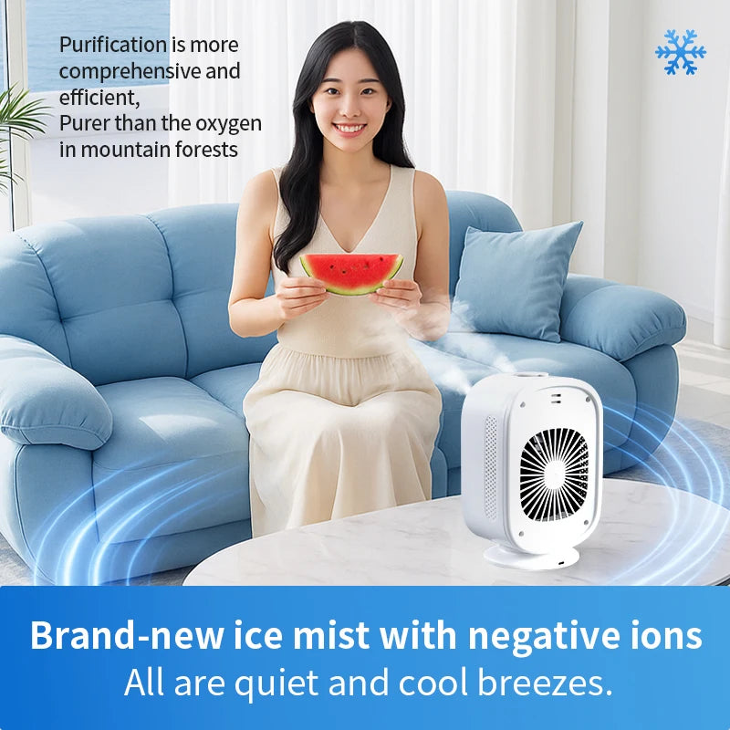 2026 New Portable Home Mini Air Conditioner Fan Spray Cooling Humidifier Desktop Mobile Cold Wind Machine