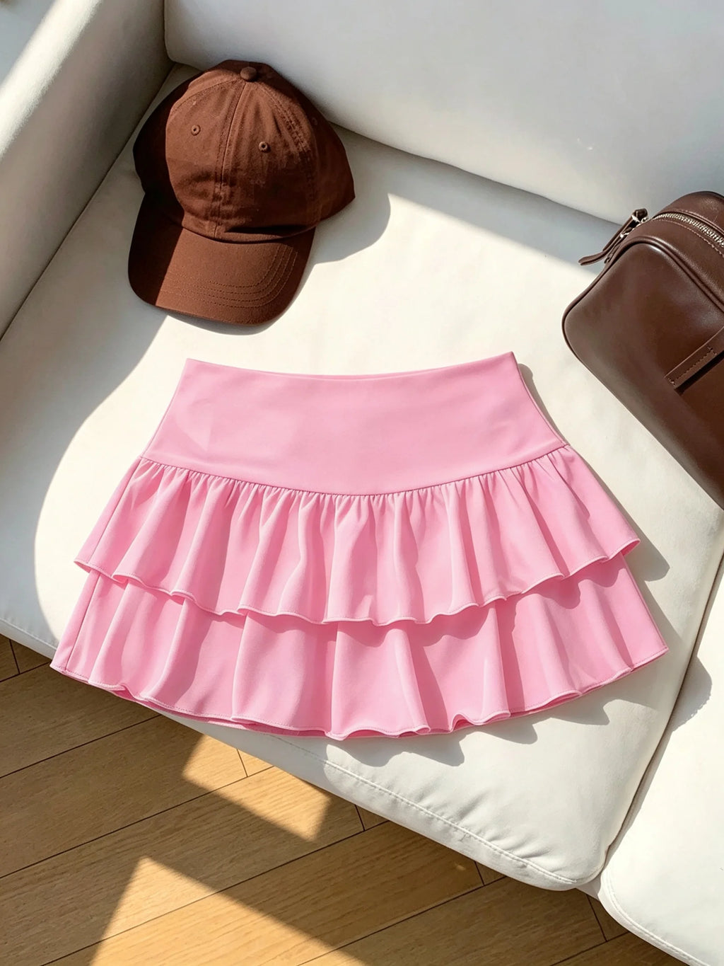 Women High Waist Ruffle Layered Mini Skirt Double Layer Tiered Short Skirt Y2K Sexy Sweet Casual Vacation Party Basic Skirt