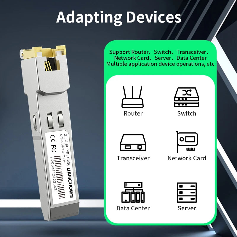 HORACO 10G SFP+ Module 2.5G Copper SFP Modules Optical Port Turn to RJ45 Ethernet Port Gigabit 1000M Transceiver Module