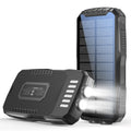 30000mAh Solar Power Bank with Wireless Charger, Dual USB Outputs, Bright LED Flashlight, Waterproof