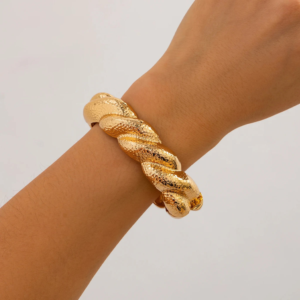 Ingemark Unique Punk Irregular Heavy Metal Chunky Spring Bangles for Women Punk Geometric Charm Bracelet Grunge Jewelry Men New