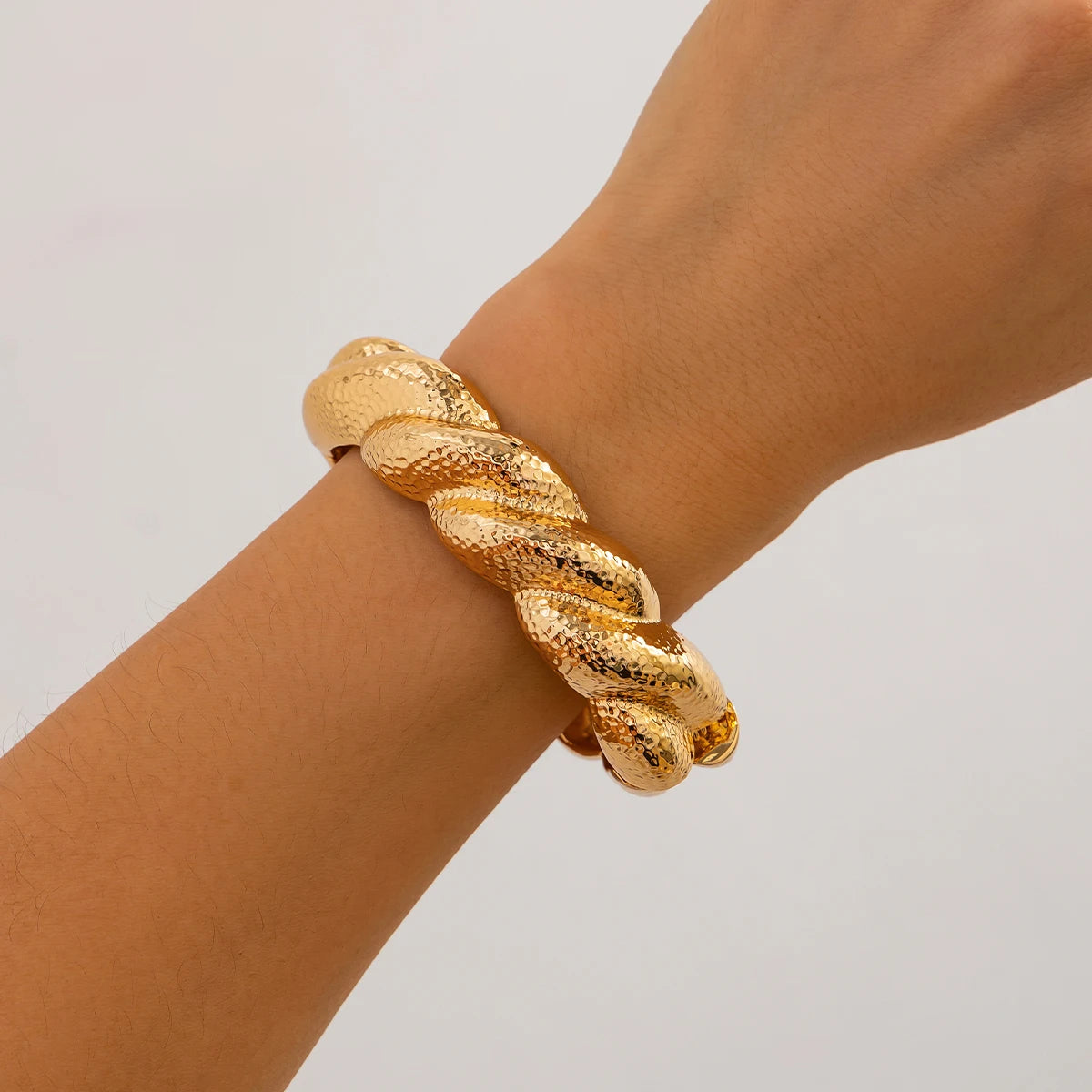 Ingemark Unique Punk Irregular Heavy Metal Chunky Spring Bangles for Women Punk Geometric Charm Bracelet Grunge Jewelry Men New