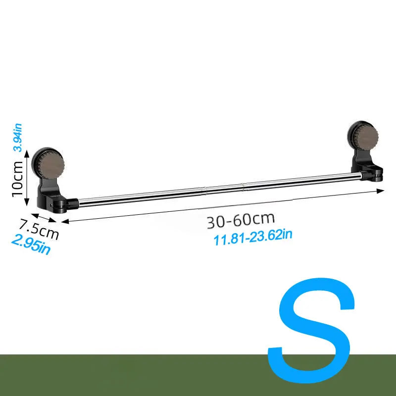 Retractable Suction Cup Wall Towel Rack no drilling Single Rod Towel Holder Kitchen Bathroom Organizer She