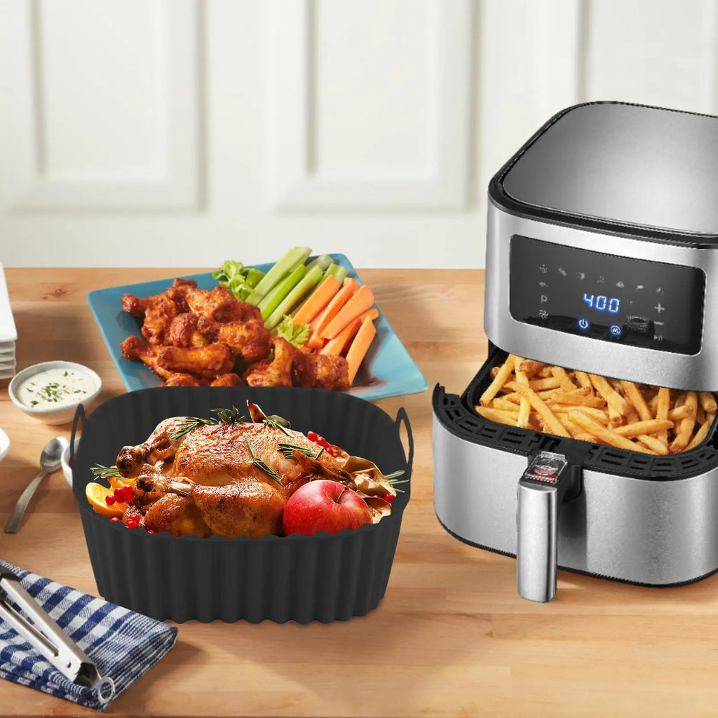 Silicone Air Fryer Liner Silicone baking Tray Square Air Fryer Plate Non-stick Baking Tray For Cooking Roasting Grilling Pizza