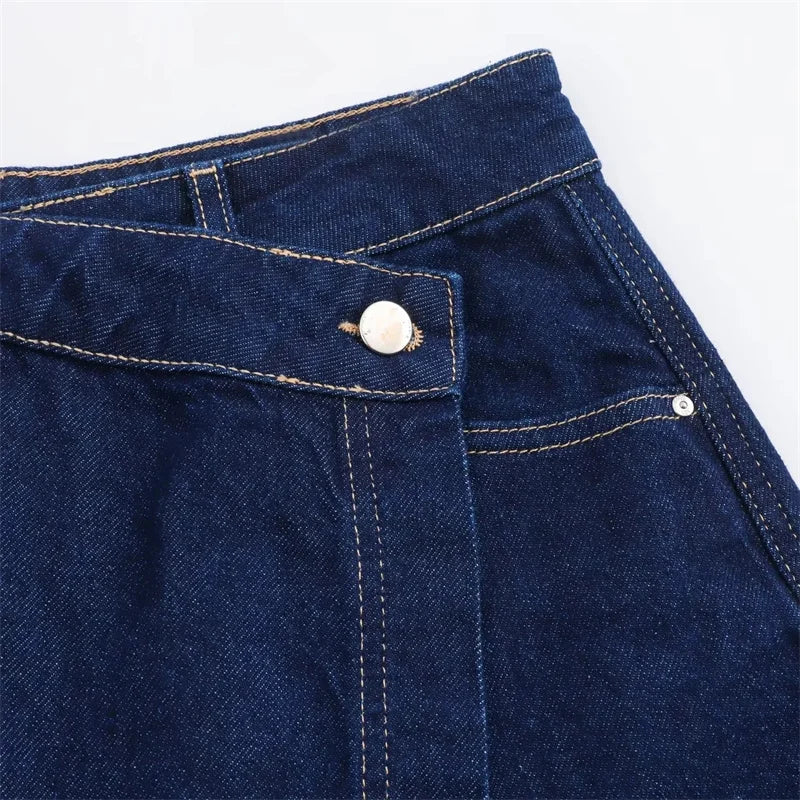 MUJER Blue Denim Shirt Woman Short Sleeve Cropped Shirt Women Summer Short Tops Woman Streetwear Y2k Stylish Women's Blouses