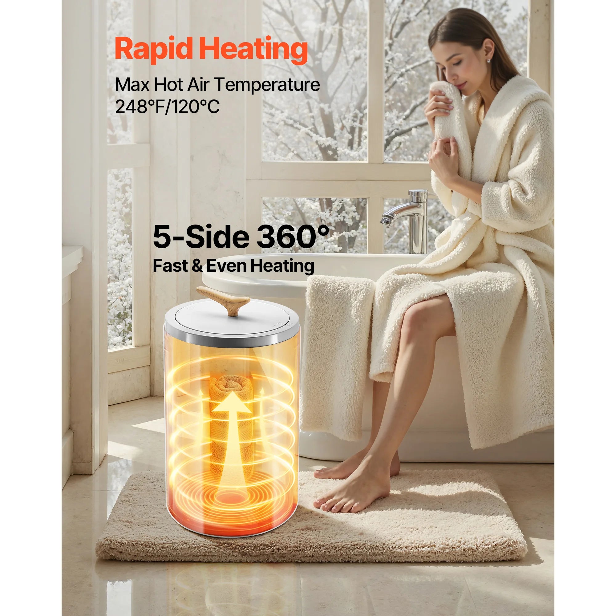 SucceBuy 20L Towel Warmer Bucket w/ LED Light Timer Temperature Setting Security Lock Large Blanket Warmers for SPA Countertop