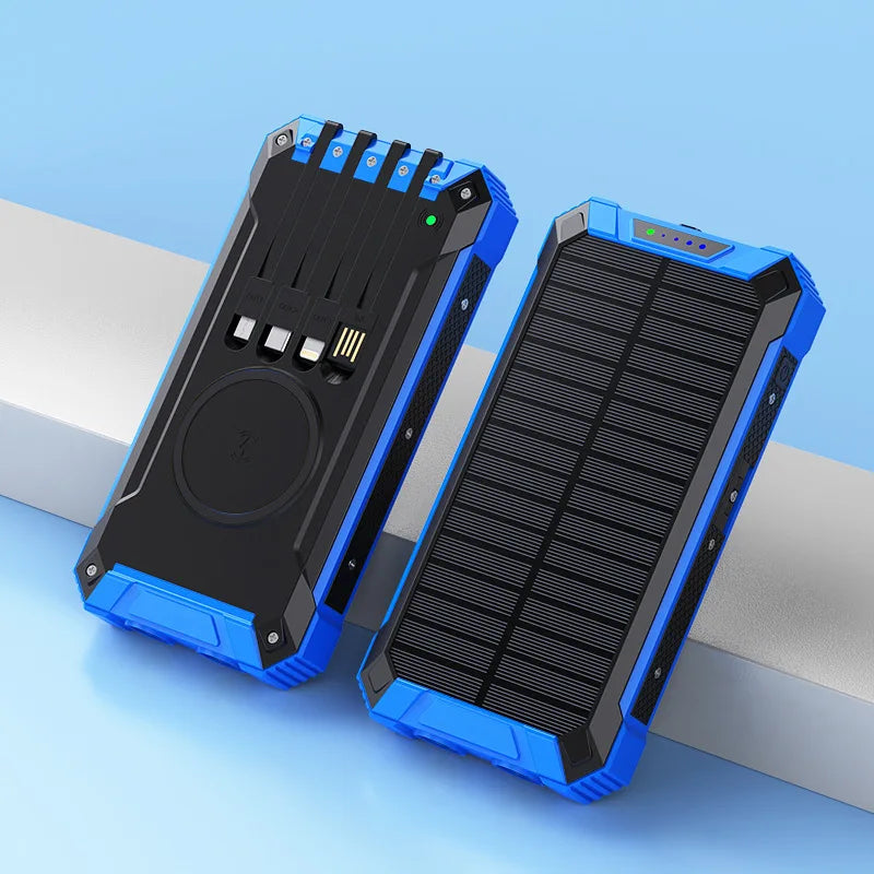 200000mAh Solar Power Bank Wireless Large Capacity Fast Charging External Battery Outdoor Survival Emergency Equipment