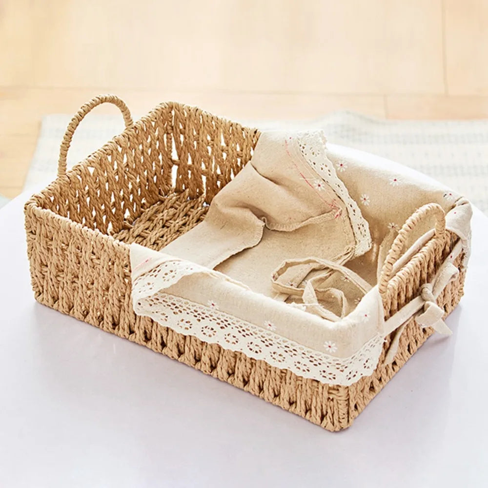 Imitation Rattan Rattan Storage Baskets Vegetable Fruit Multi-Purpose Hand-woven Baskets Toy Storage Home Decoration