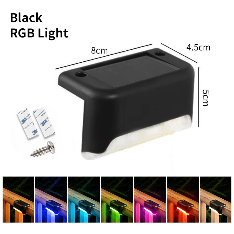LED Solar Staircase Light Waterproof Passage Patio Courtyard Guardrail Step Lamp for Outdoor Garden Borders Terrace Fence Light