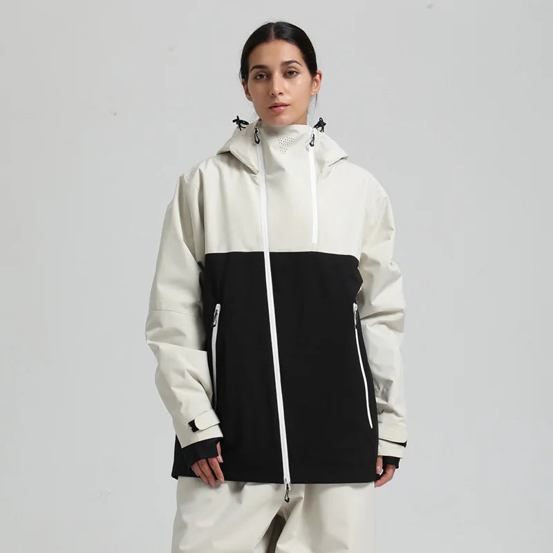 Gsou Snow Unisex Color-Block Ski Jacket Waterproof Snowboard Coat Breathable Loose Fit Women Men Professional Ski Wear