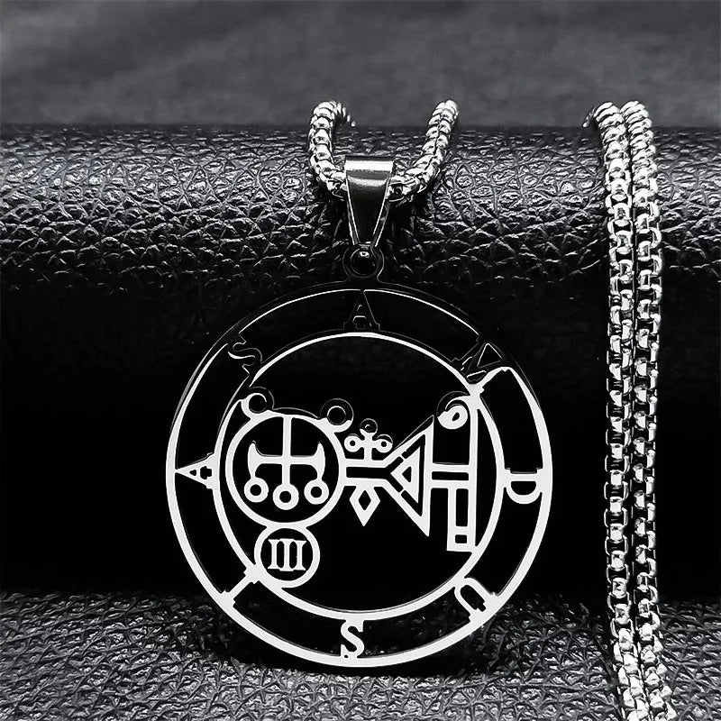 2024 Fashion Sigeal Sigil De Lucifer Stainless Steel Satan Necklace Asmoday Lazer Key Baphomet Stamp Jewelry N7118S03
