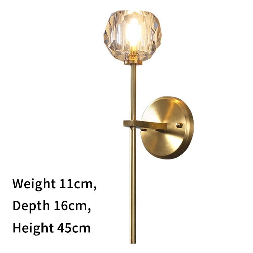 Modern Crystal wall lamp Luxury Living room bedroom lounge interior stairs wall lamp side lights Rose gold Copper wall light