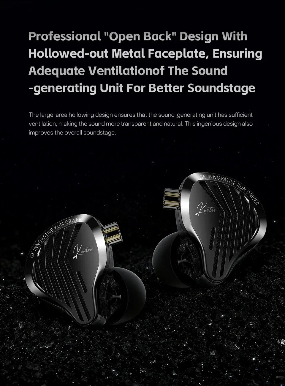Gk Kunten 1DD Dynamic Drive Earphone Hifi IEMs In Ear Earbuds 2pin Detachable Cable Metal Gamer Headset