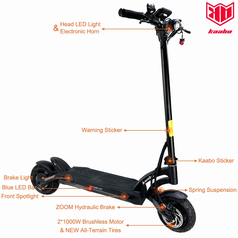 Kaabo Mantis 10 60V 18.2Ah with Center Display Dual Motor 2*1000W Top Speed 60km/h Kaabo Mantis 10 Scooter Full Hydraulic Brake