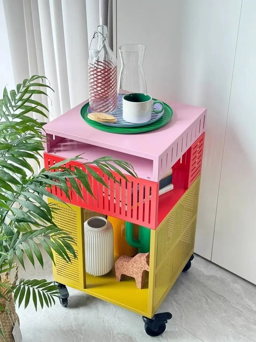Multifunctional Metal Storage Cabinet with Wheels, Suitable for Bedroom, Living Room, Office, Modern Design Storage Cabinet