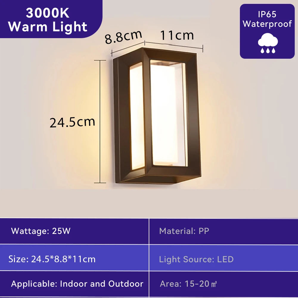 Modern Outdoor LED Wall Light Waterproof 110V 220V Exterior Wall Light For Porch Garage Garden Courtyard Villa Indoor Wall Lamp