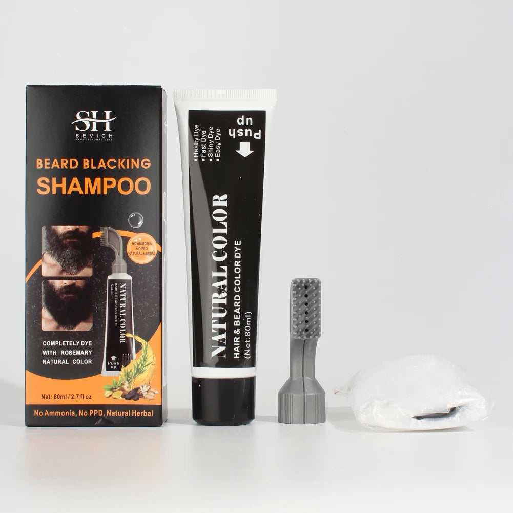 Beard Dye Shampoo Natural Beard Hair Dye Shampoo Moustache Cream Hair Dye Color Blackening Anti Hair Loss Treatment Shampoo