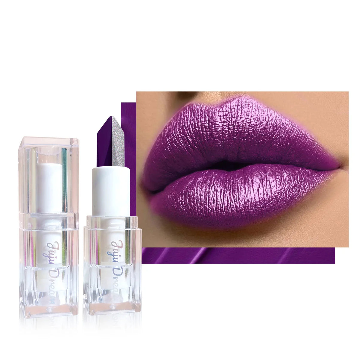 JUJU DREAM Dual-Color Gradient Mermaid Lipstick Shimmer Shiny Purple Moisturizing