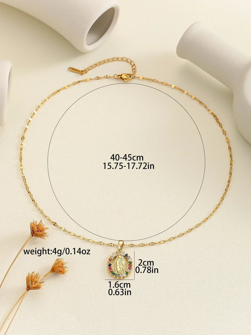 European and American Fashion and Gorgeous Women's All Sky Star Micro Inlaid Colorful Zircon Virgin Mary Hollow Necklace