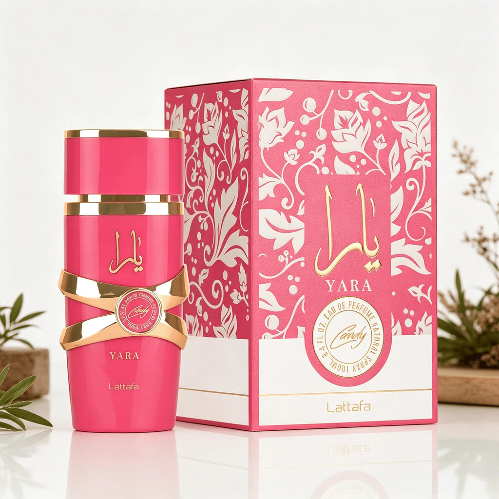 YARA LATTAFA Yara Candy Eau De Parfum 100ML With Original Gift Box Long Lasting Sweet Candy Floral Vanilla Fragrance Women Perfume Glossy Hot Pink Gold Luxury Bottle Romantic Scent Dating Wedding Gift for Ladies
