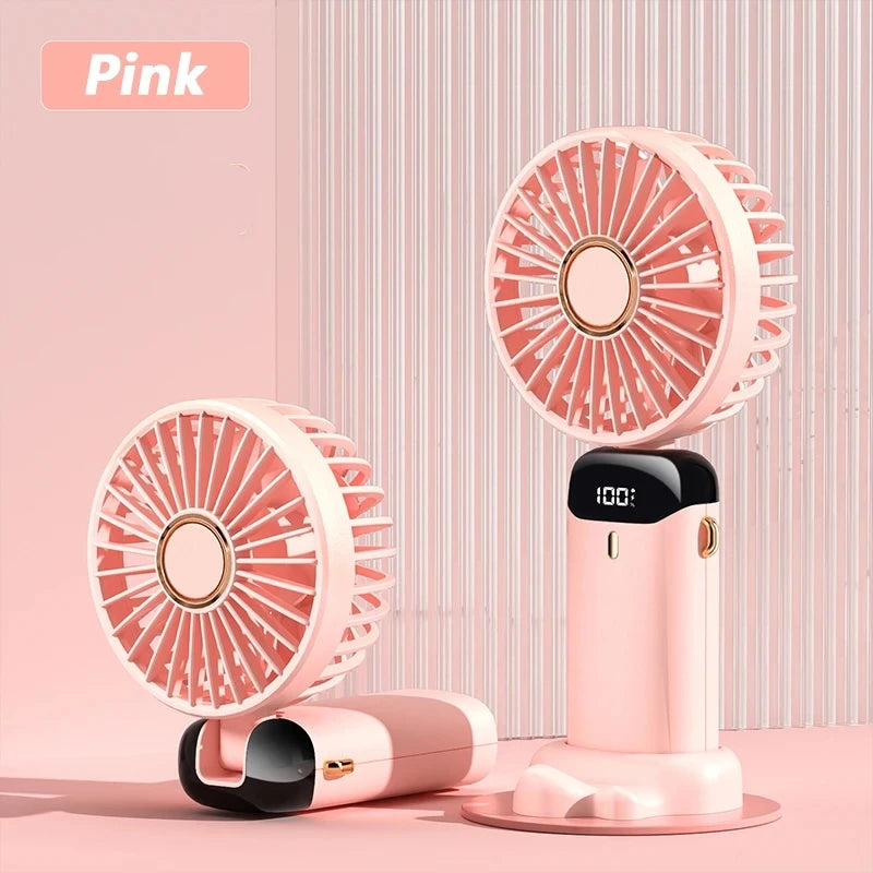 New Portable Hand-Held Fan Office Desktop Multifunctional Folding Double-Headed Small Electric Fan With A Neck Lanyard