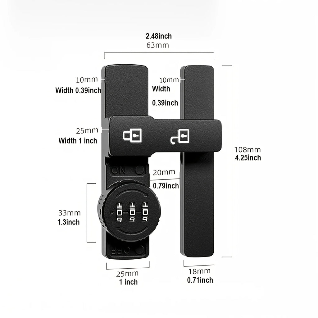 Password Door Lock and Deadbolt, 180 Degree Sliding French Barn Door Lock with 3 Digit Combination Lock, Keyless Cabinet