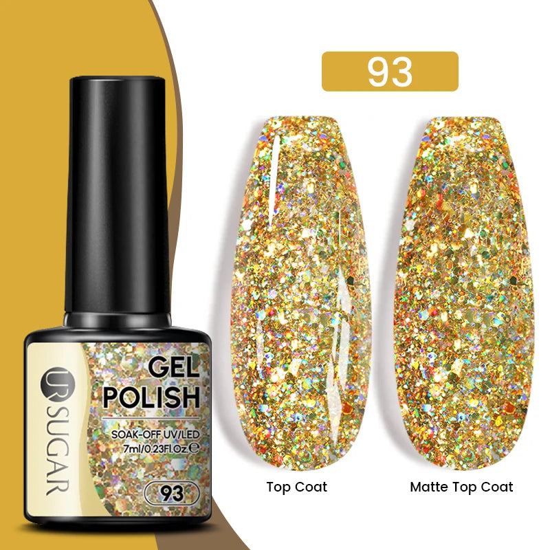 UR SUGAR 7ML Valentine’s Day Gel Nail Polish 107 Colors Classic Black Red Glitter Semi Permanent Autumn Soak Off UV Gel Varnish