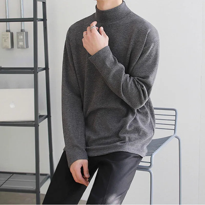 Men's Thermal Turtleneck Shirt Fleece Lined Long Sleeve Warm Pullover Loose Fit Casual Knit Top Winter Base Layer