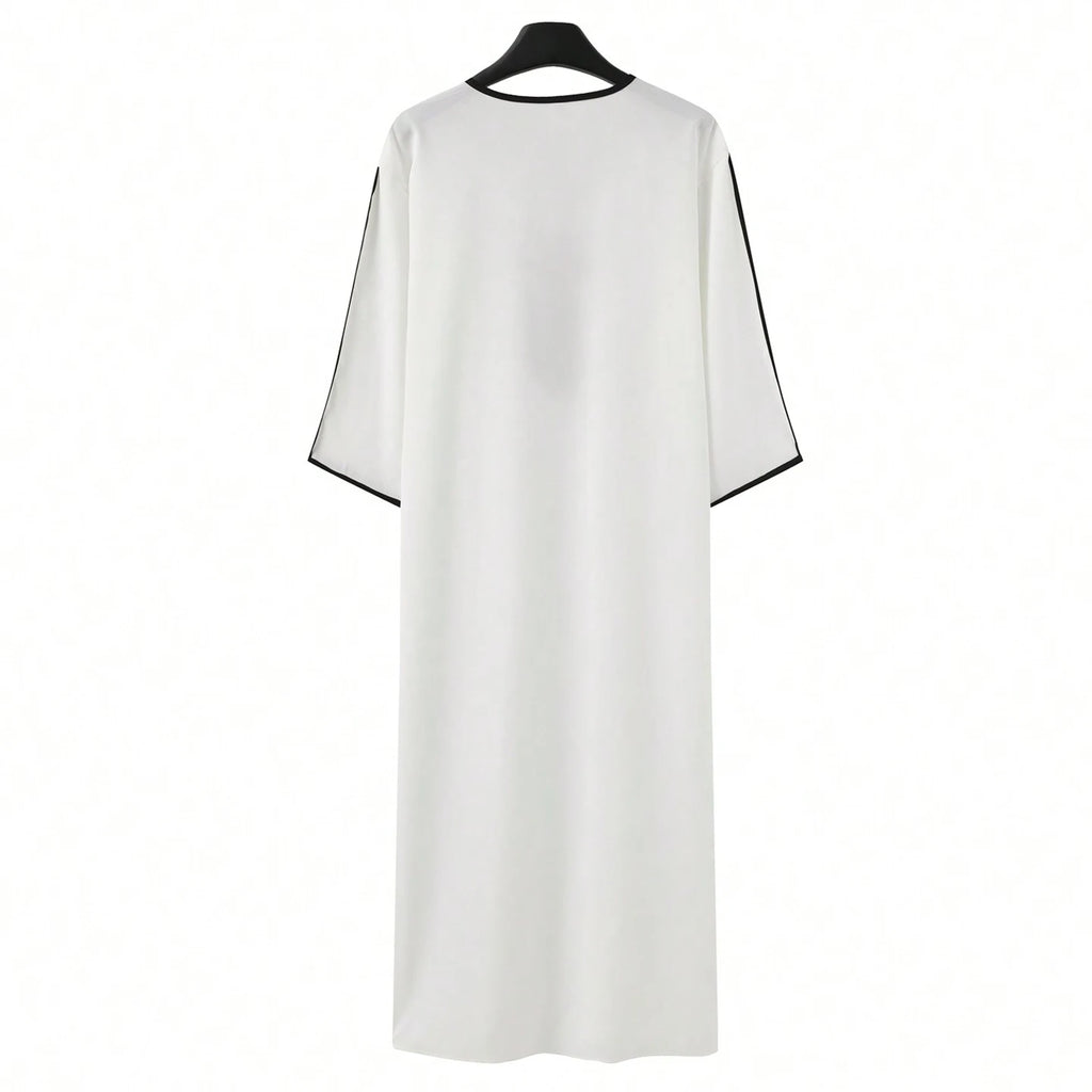 Arab Muslim Men's Robe  Ethnic Style Embroidered Moroccan Style Casual Traditional Islamic Thobe Long Dress Prayer Gown