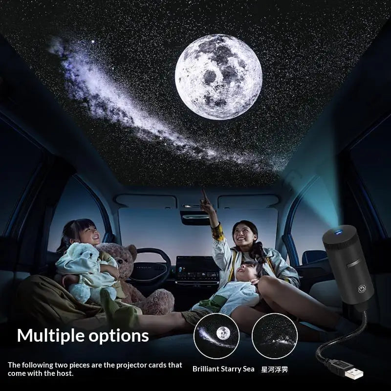 Car Interior Atmosphere Projector Light Plug & Play Adjustable Angle USB LED Star Lamp for Friends Gathering Home Decor
