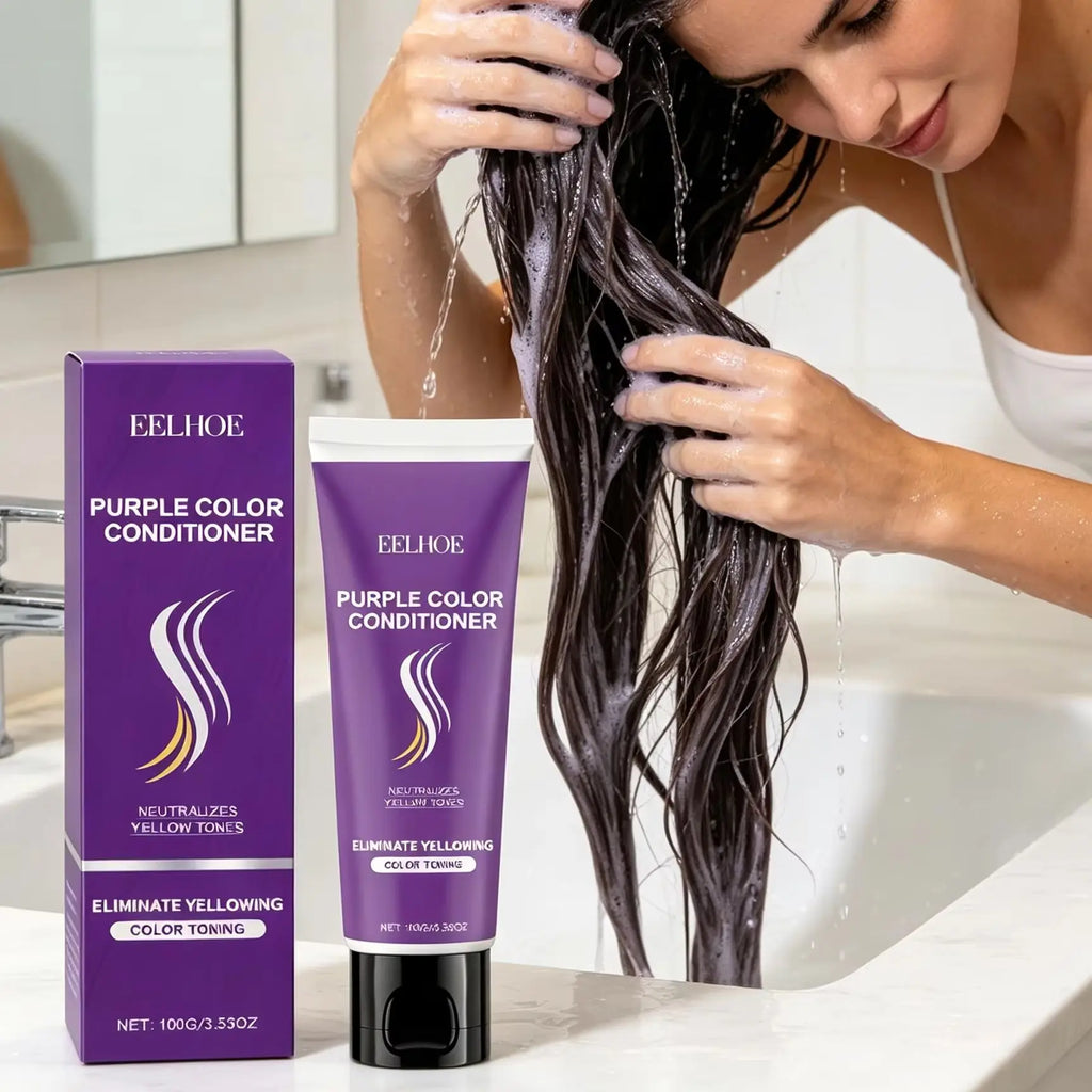 Purple Shampoo for Blonde Hair Eliminate Yellowing Bleached Silver Anti-Fading Purple Hair Mask Conditioner Essential Oil Set