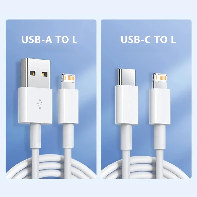 35W PD  Fast Charging USB Cable for iPhone 14 8 7 Plus 13 12 11 Pro XS Max XR X USB C Rapid Charger Cable 1m 1.5m 2m