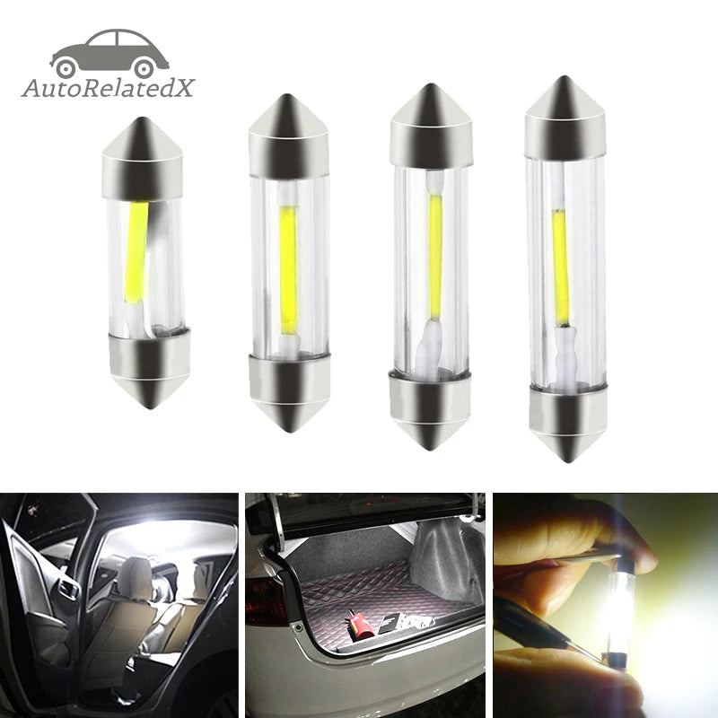 2PCS/4PCS 31 36 39 41mm Sv8.5 C5w C10w Led White Festoon Led Car Light Cob Interior Lighting Reading Signal Lamp Bulb 12V