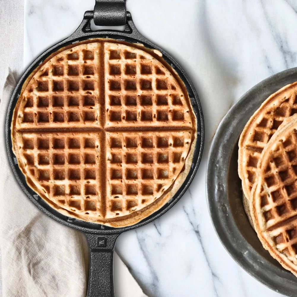 Iron Waffle Maker Pan Non-Stick Waffle Iron Waffle Skillet for Stovetop Or Grill