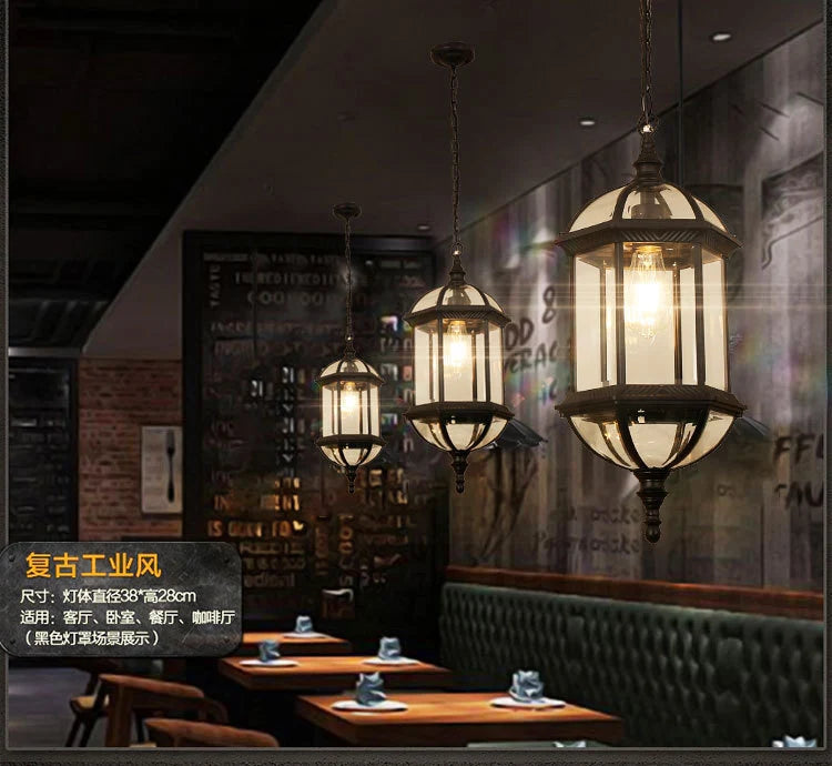 Exterior Aisle Pendant Lights Outdoor Corridor Porch Pendant Light Waterproof Hanging Lanterns Glass Shade Farmhouse Front Door