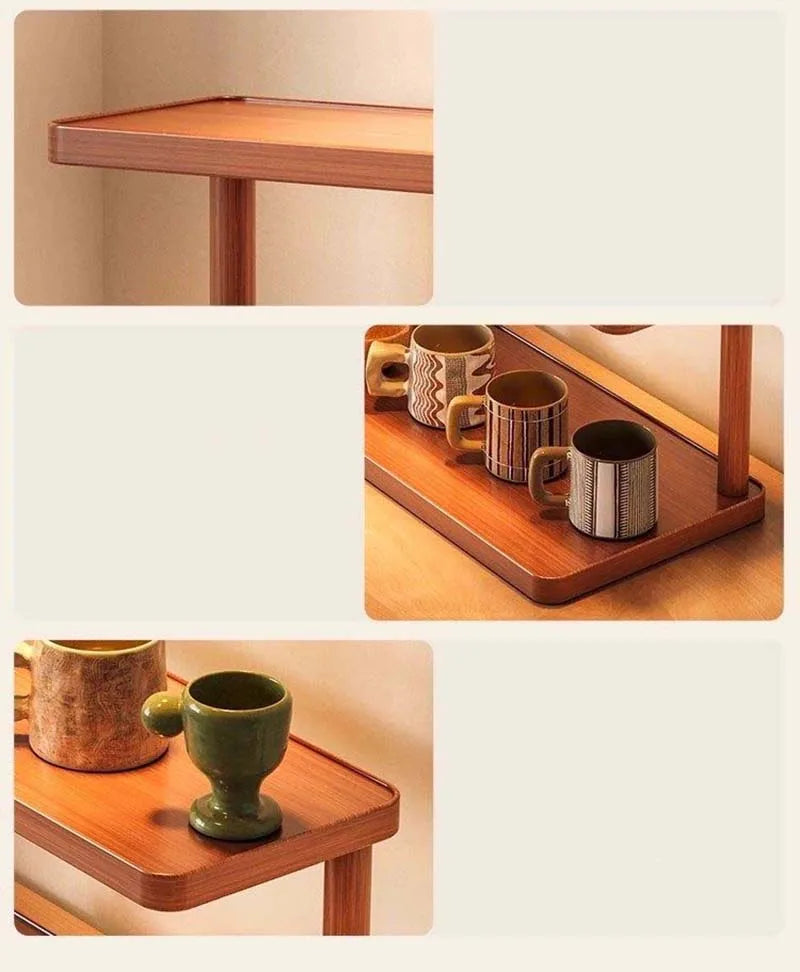 Versatile 2-Tier Wooden Storage Rack for Kitchen&Tea Room-Countertop Organizer with Decorative Desktop Multi-layer Storage Rack
