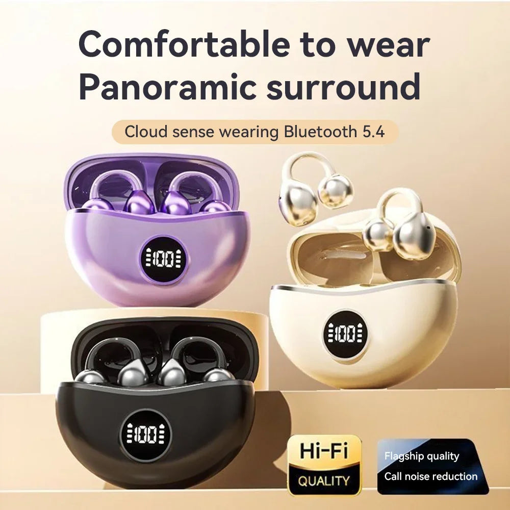 OWS Wireless Headphones Fone Bluetooth Headset With Mic Handsfree Noise Canceling Earphones Clip Ear Music Sports Gaming Earplug