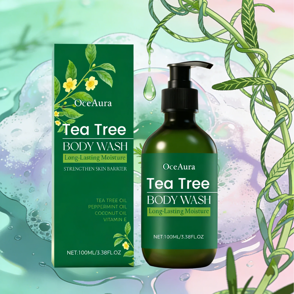 OceAura Tea Tree Body Wash Back Acne Removal Long Lasting Moisturizing Skin Barrier Strengthen Vitamin E Brightening Body Wash