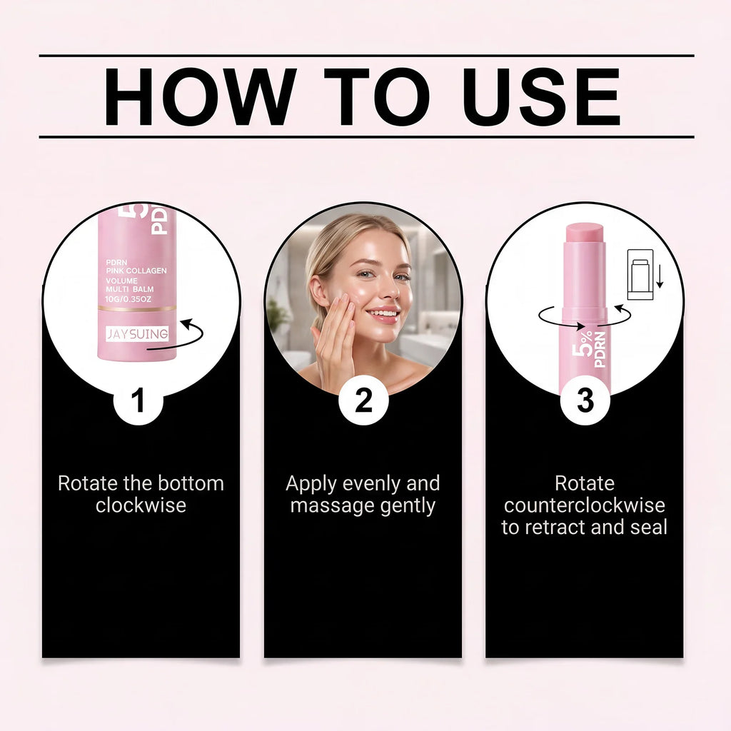 2026 New PDRN Pink Collagen Multi Balm Stick Volume Firming Anti Aging Smooth Fine Lines Eye Neck Forehead Smile Lines Face Care