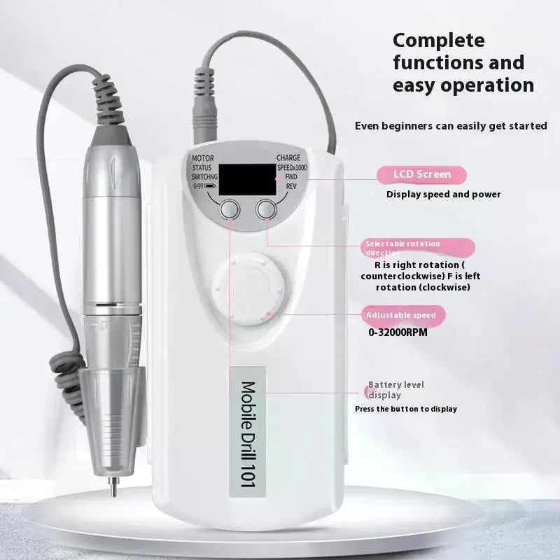 35000 RPM Rechargeable Nail Drill Machine Professional Portable Electric Manicure File For Nails Gel Polish Remove Grinding