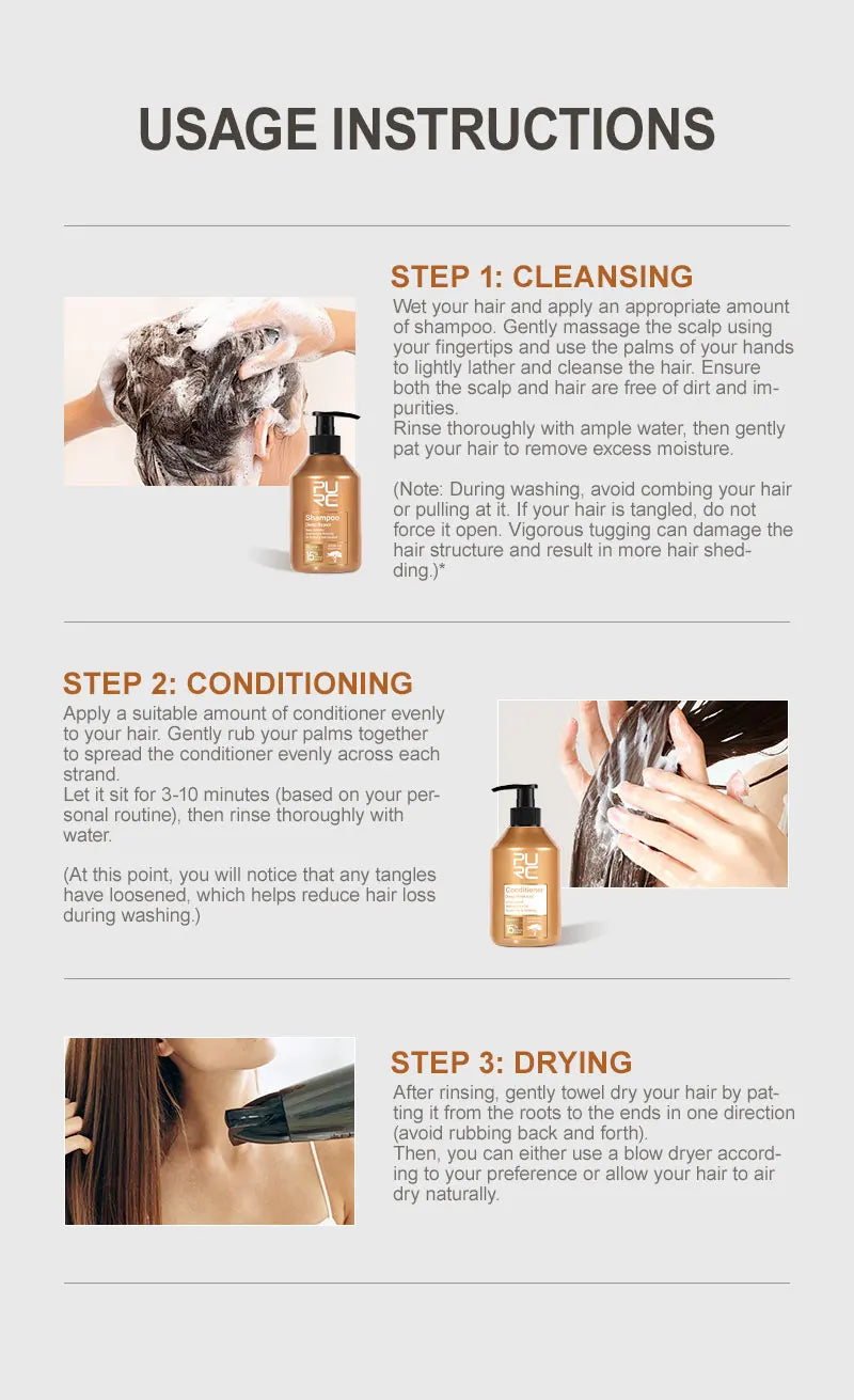 PURC Amino Acid Shampoo Conditioner Morocco Argan Oil Sulfate-Free Smoothing Keratin Hair Treatment Repair Damaged Hair Care
