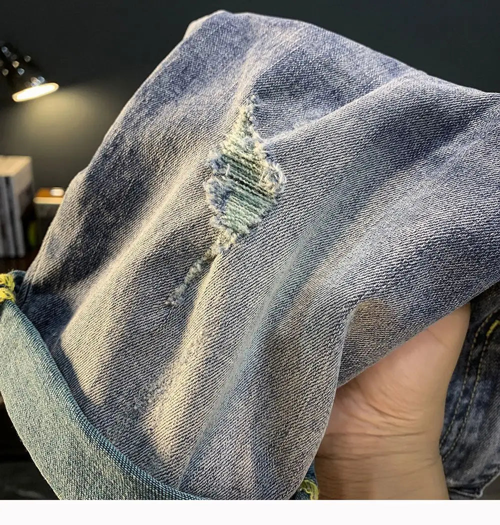 Summer Thin Denim Shorts Men's Trendy Brand Fashion Bermuda Shorts for Men Breathable Design Casual Clothes Man Medium Pants