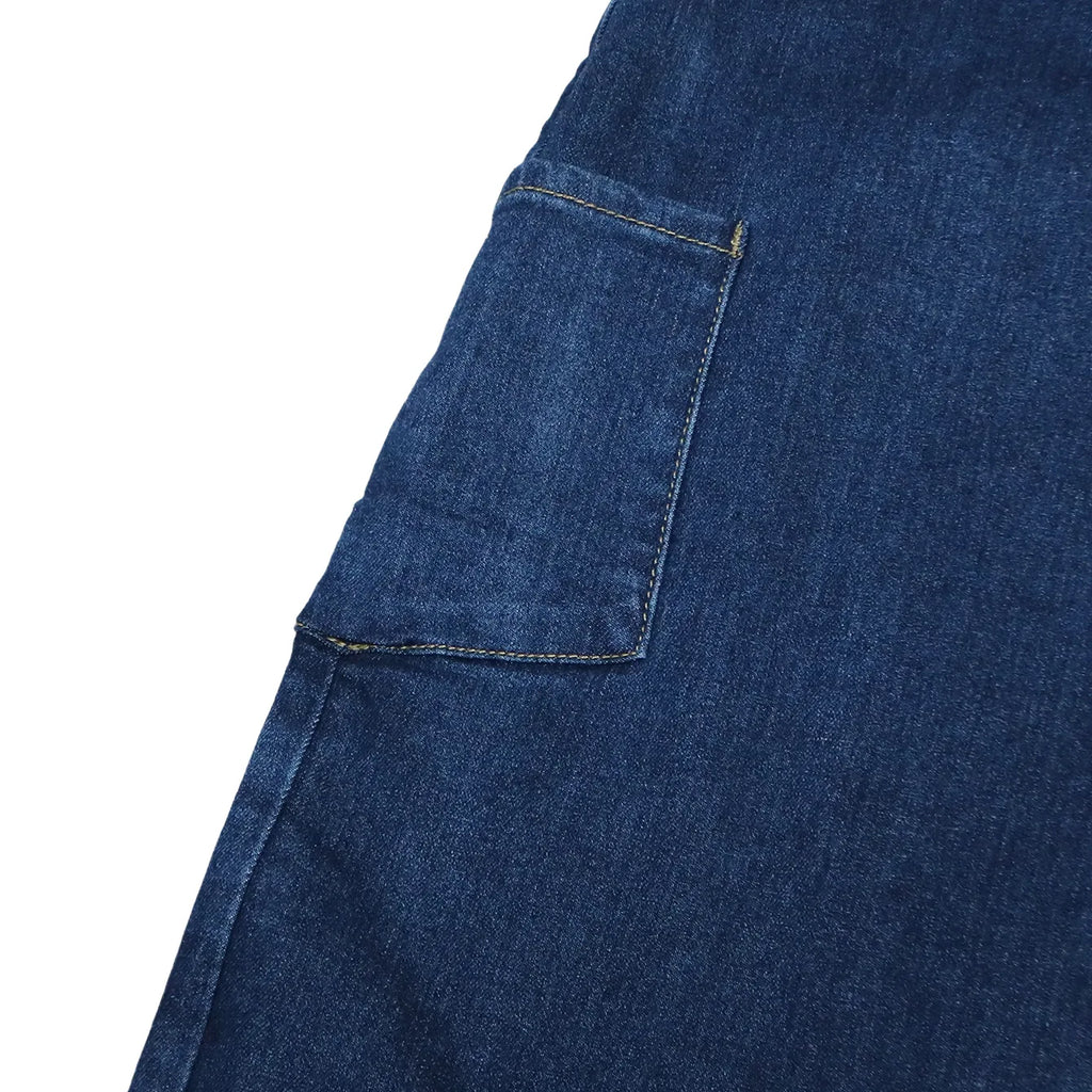 Vintage Washed Denim Wide Leg Pants Women Asymmetrical Wrap Overlap High Waist Y2K Streetwear Casual  Fashion Baggy Jeans