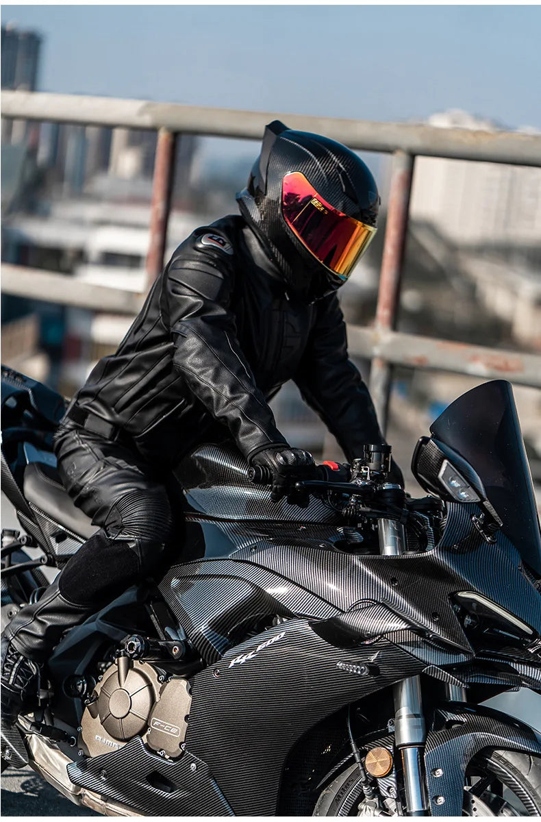 GHOST RACING Winter Motorcycle Jacket Leather Chaqueta Moto Men Waterproof Moto Suit Motorbike Riding Jacket Motocross Jacket