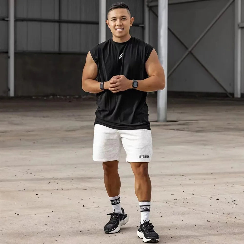 Summer Fitness Sports Tank Top Men's Breathable Loose Fit Training Sleeveless T-shirt Quick Drying vest male Fitness Clothing
