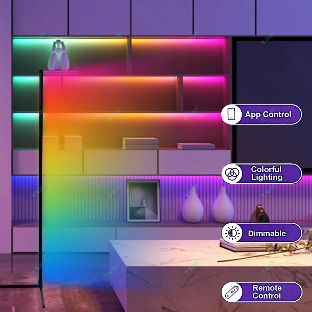 Reinforced Lamp Body 165cm Smart RGB LED Floor Lamp With Sunset Lamp APP Control Music Sync Color Change Standing Mood Light