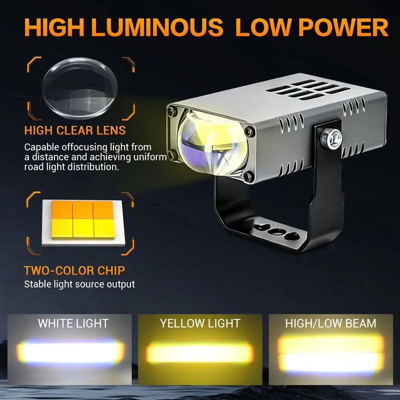 2X LED Headlight Bumper Fog Lamps Projector Lens Work Light Mini Driving Light Auxiliary Lights For Car Motorcycle
